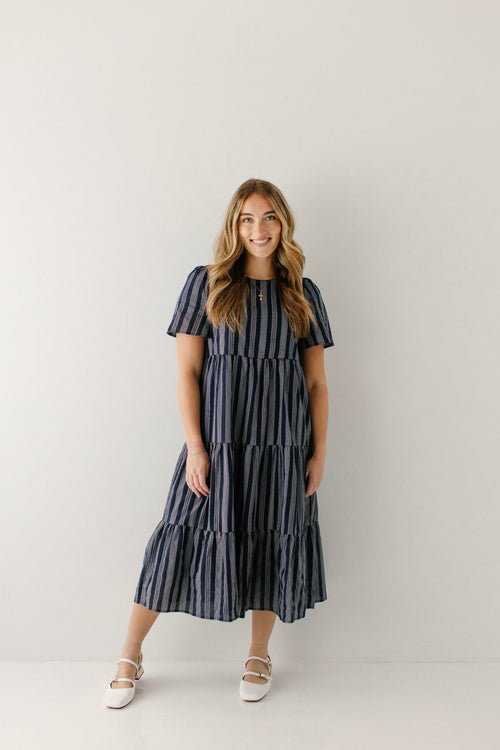 Melaka Striped Tiered Midi Dress