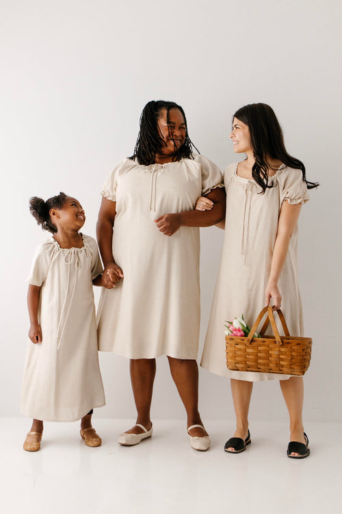 Jenna Lace Trim Peasant Dress