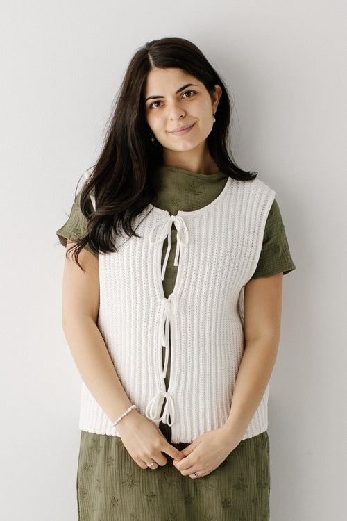 Ingrid Bow Tie Knit Vest