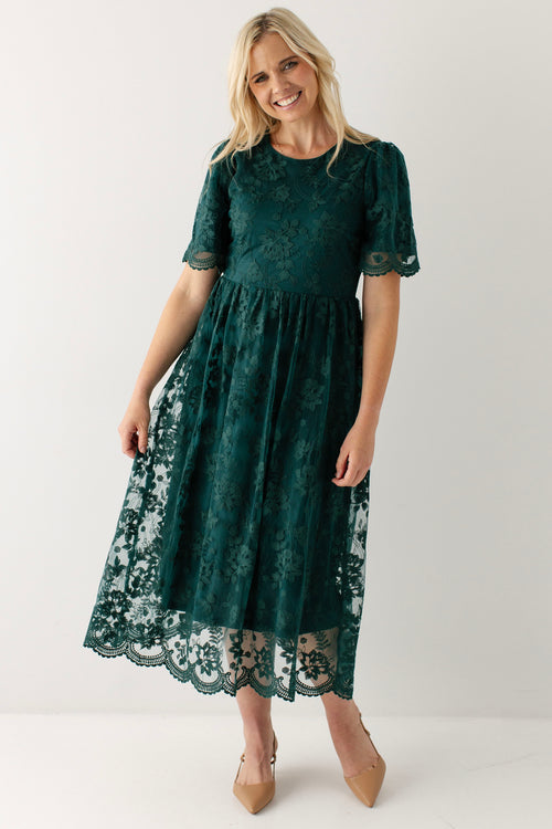 Duette Embroidered Lace Overlay Dress