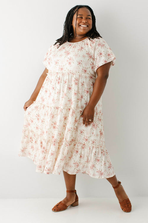 Josephine Floral Print Tiered Midi Dress